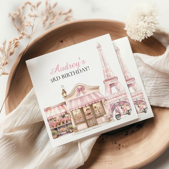 Coquette Paris French Parisian Cafe Birthday Napkin (Creator Uploaded)