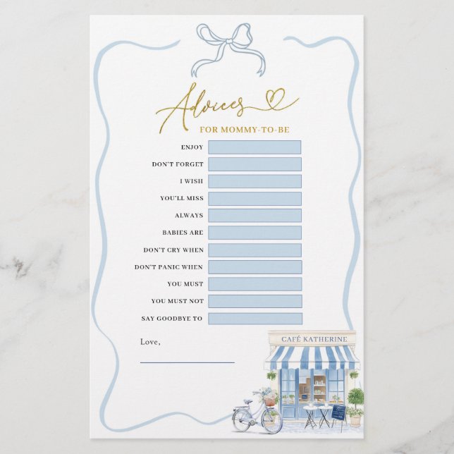 Coquette Parisian Cafe Advices for Mum-to-be Games (Front)