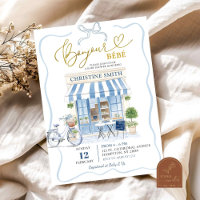 Coquette Parisian cafe French Blue Baby Shower