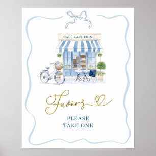 Coquette Parisian cafe French Blue Favors Poster