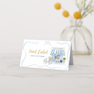 Coquette Parisian cafe French Blue Food Label Appointment Card