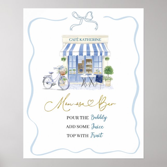 Coquette Parisian cafe French  Momosa Bar Poster (Front)