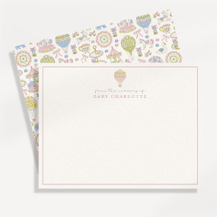 Coquette Pastel Circus Balloon Nursery Note Card