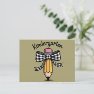 Coquette Pencil Bow Kindergarten Teacher School Card