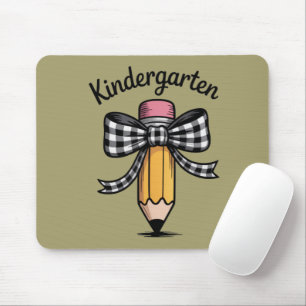 Coquette Pencil Bow Kindergarten Teacher School Mouse Mat