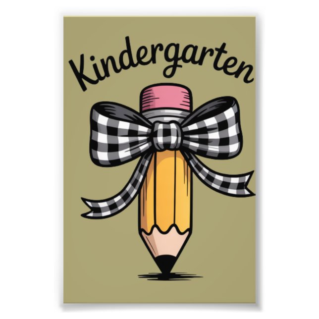 Coquette Pencil Bow Kindergarten Teacher School Photo Print (Front)