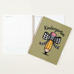 Coquette Pencil Bow Kindergarten Teacher School Planner