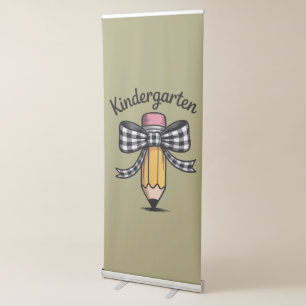 Coquette Pencil Bow Kindergarten Teacher School Retractable Banner