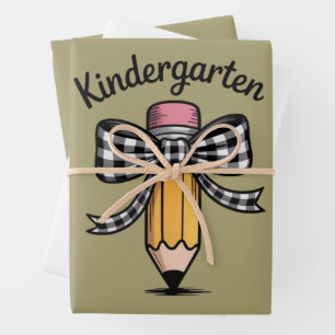 Coquette Pencil Bow Kindergarten Teacher School Wrapping Paper Sheet
