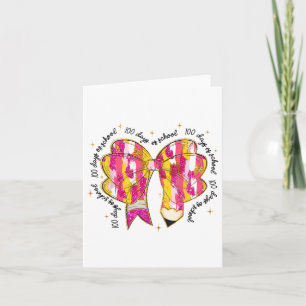 Coquette Pencil Bow Teacher 100 Days Of School Gir Card