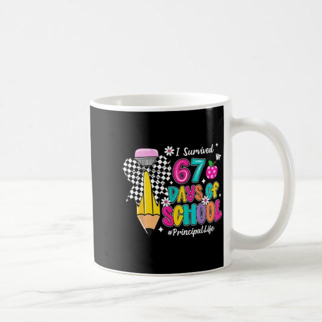 Coquette Pencil I Survived 67 Days Of School Princ Coffee Mug (Right)