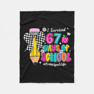 Coquette Pencil I Survived 67 Days Of School Princ Fleece Blanket