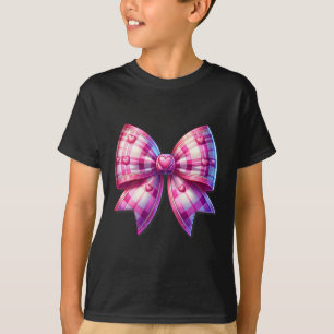 Coquette Pink And White Bow Plaid Valentine Bow Wi T-Shirt