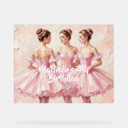 coquette pink ballerina birthday acrylic sign