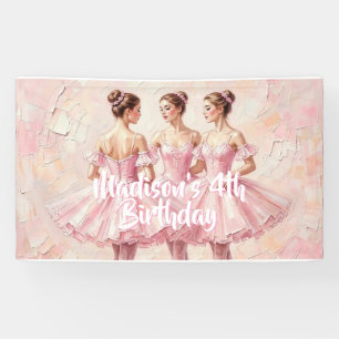 coquette pink ballerina birthday banner