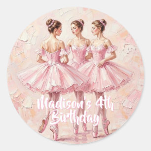 coquette pink ballerina birthday  classic round sticker