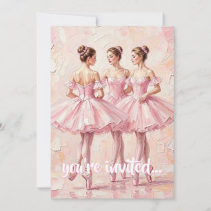 coquette pink ballerina birthday invitation
