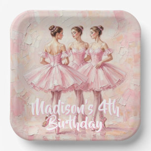 coquette pink ballerina birthday  paper plate