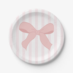 Coquette Pink Ballerina Bow Birthday Paper Plate