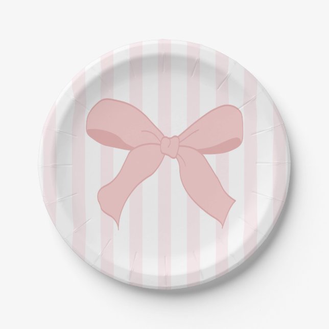 Coquette Pink Ballerina Bow Birthday Paper Plate (Front)