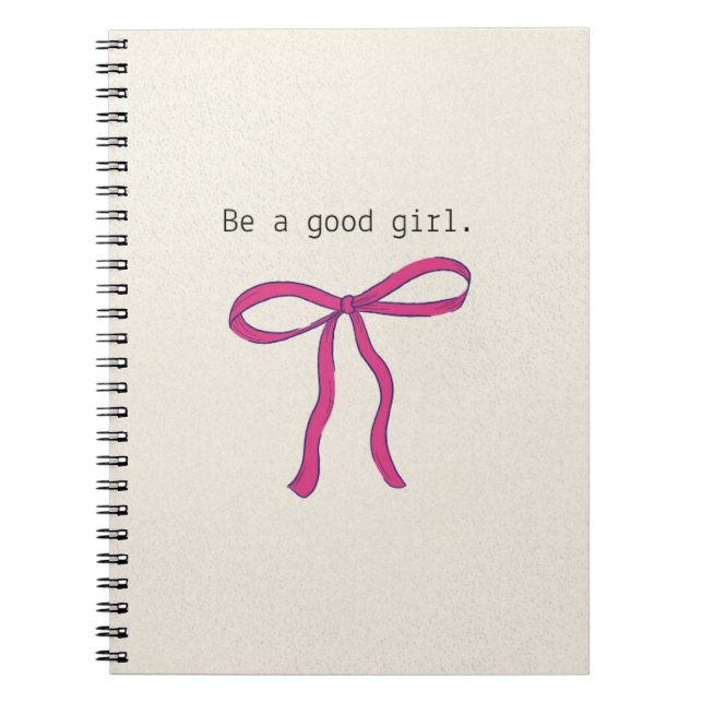 Coquette Pink Bow Aesthetic Notebook - Be A Good G (Front)