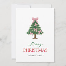 Coquette Pink Bow and Green Christmas Tree