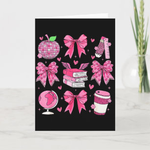 Coquette Pink Bow Apple Teacher Appreciation Valen Card