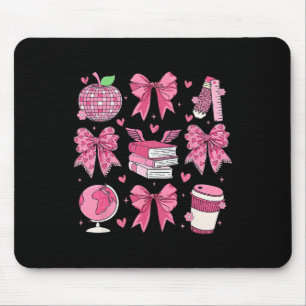 Coquette Pink Bow Apple Teacher Appreciation Valen Mouse Mat