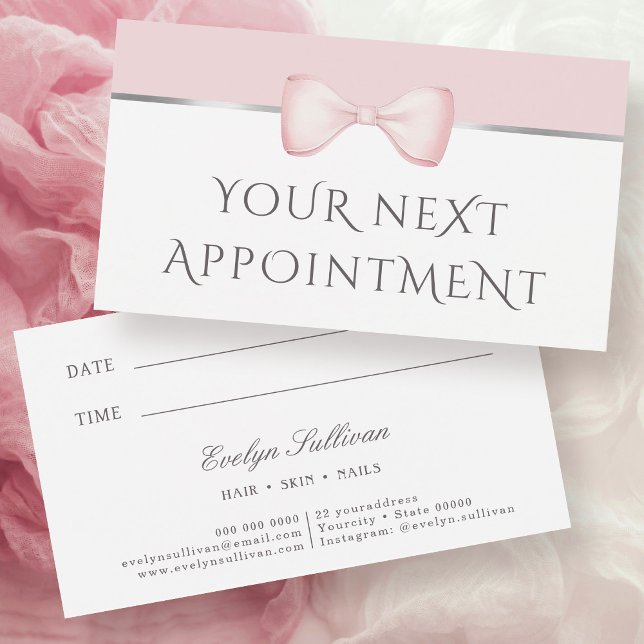 Coquette pink bow appointment card (Creator Uploaded)