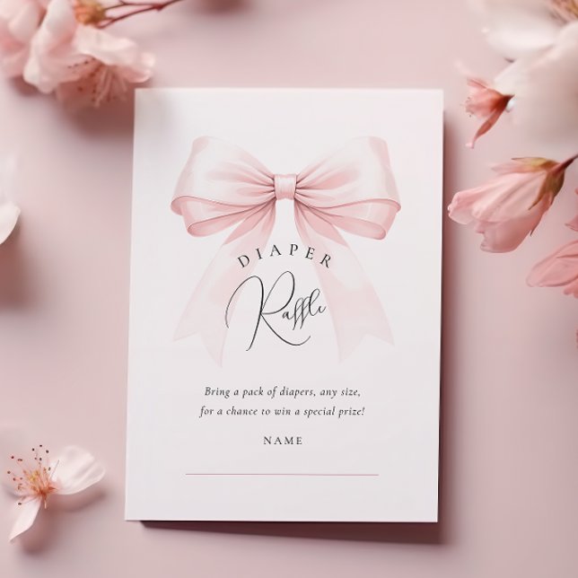Coquette Pink Bow Baby Shower Diaper Raffle Enclosure Card (Creator Uploaded)