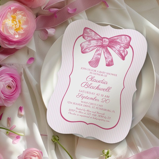 Coquette Pink Bow Baby Shower Invitation (Creator Uploaded)