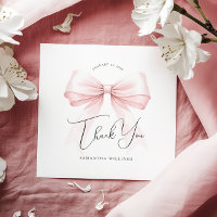 Coquette Pink Bow Baby Shower Thank You Card