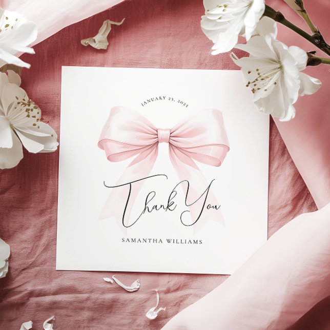 Coquette Pink Bow Baby Shower Thank You Card (Creator Uploaded)