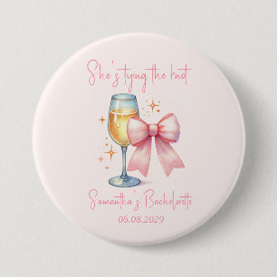 Coquette Pink Bow Bachelorette Party 7.5 Cm Round Badge