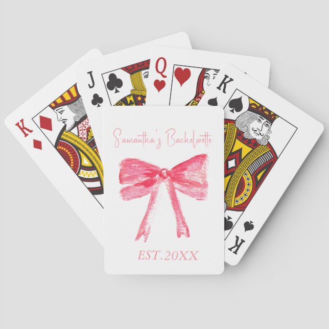 Coquette Pink Bow Bachelorette Party  Playing Cards (Back)