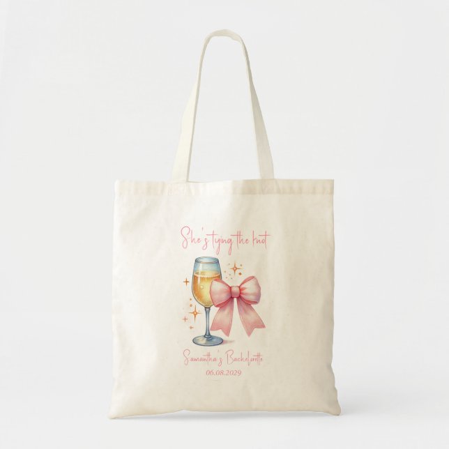 Coquette Pink Bow Bachelorette Party  Tote Bag (Front)