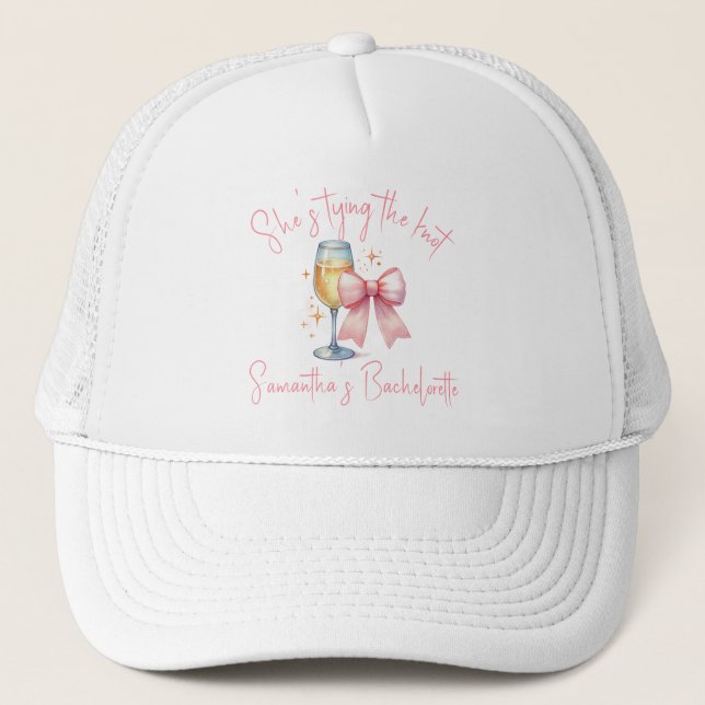 Coquette Pink Bow Bachelorette Party  Trucker Hat (Front)