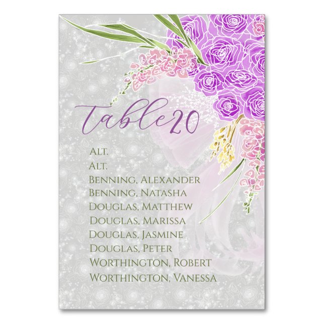 Coquette Pink bow Bouquet Table Assignment Number (Front)