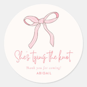 Coquette Pink Bow Bridal Shower Favour Classic Round Sticker