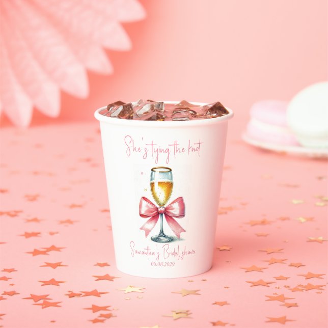 Coquette Pink Bow Bridal shower Paper Cups (Insitu)