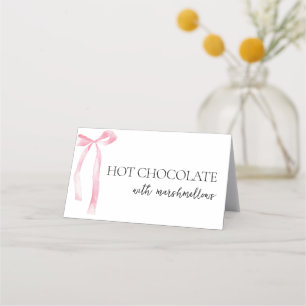 Coquette Pink Bow Buffet Food Label Place Card