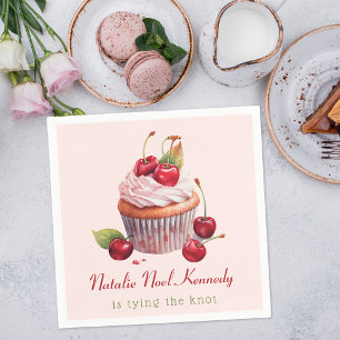 Coquette Pink Bow Cherry Cake Fancy Girl Aesthetic Napkin