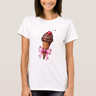 coquette pink bow chocolate Ice Cream Cone  T-Shirt