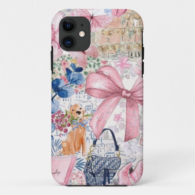 Coquette pink bow collage Case  (Back)