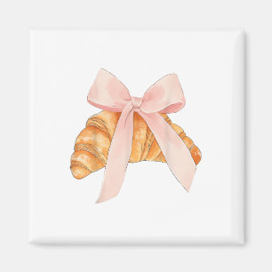 Coquette Pink Bow Croissant Cute Baking Baker Past Magnet