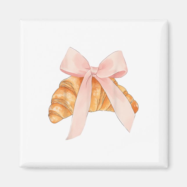 Coquette Pink Bow Croissant Cute Baking Baker Past Magnet (Front)