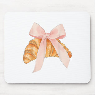 Coquette Pink Bow Croissant Cute Baking Baker Past Mouse Mat
