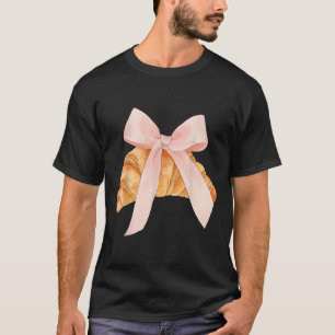 Coquette Pink Bow Croissant Cute Baking Baker Past T-Shirt