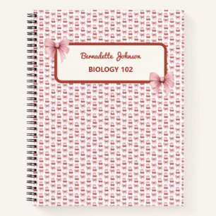 Coquette Pink Bow Customisable Back to School Notebook