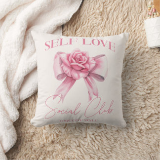 Coquette Pink Bow Decorative Pillow